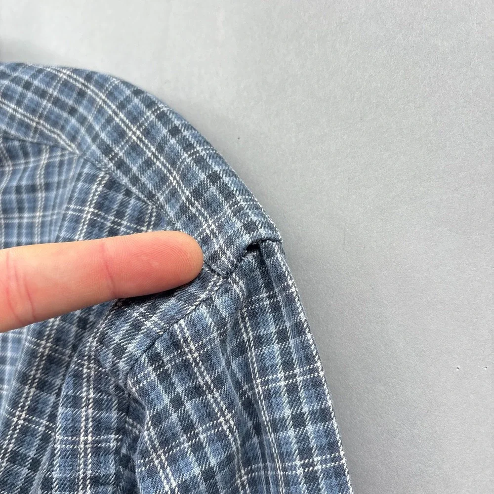 Ralph Lauren Shirt Mens XL Blue Plaid Button Down Long Sleeve 90s Vintage
